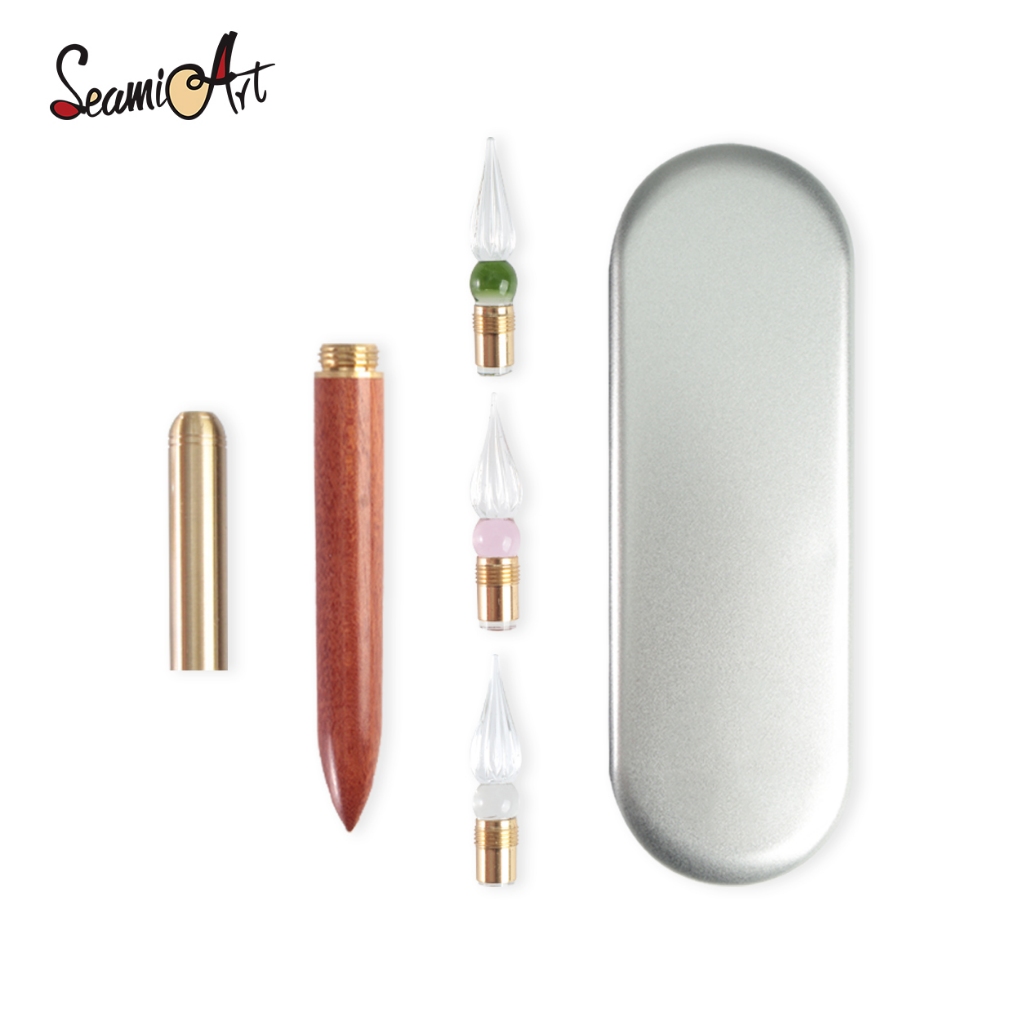 Writing Tools - SeamiArt Vervangbare glazen penpunten Houten handvat