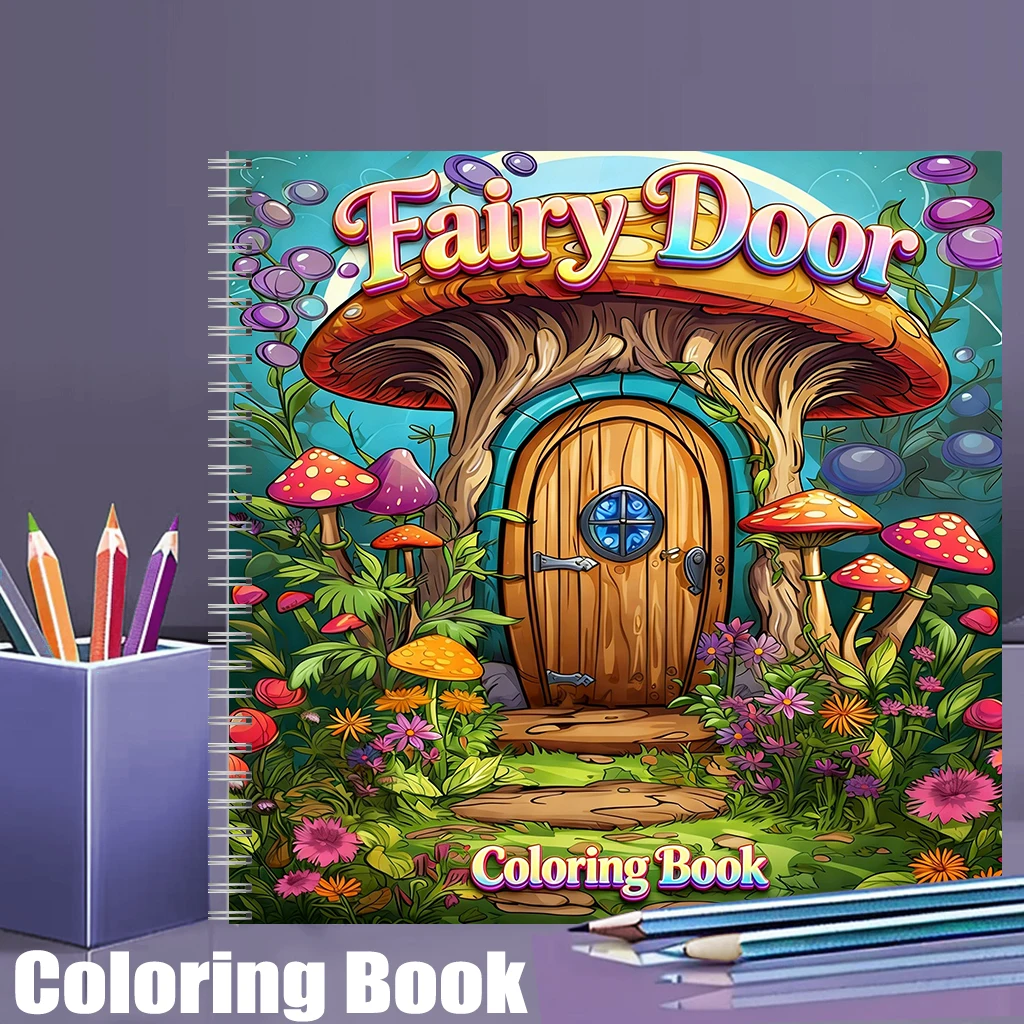 School Supplies - Kleurboek Fairy Door voor volwassenen, kleurboek,