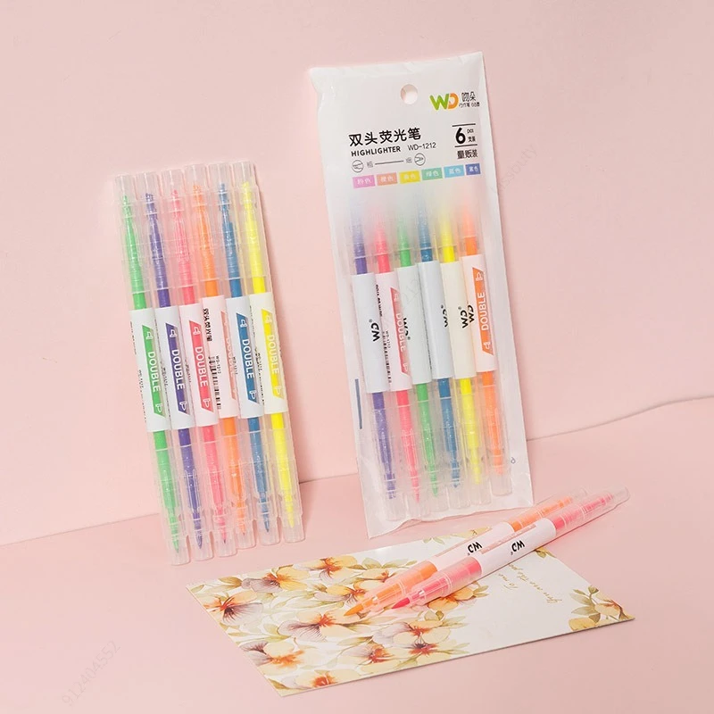 6 Kleuren/Set Dubbele Kop Unie - Pastel Highlighter Set Double Ended recensie en prijs